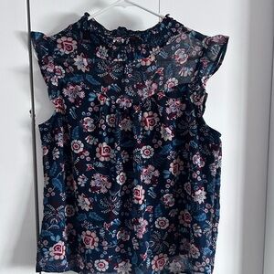 Monteau Navy Blue Floral Blouse